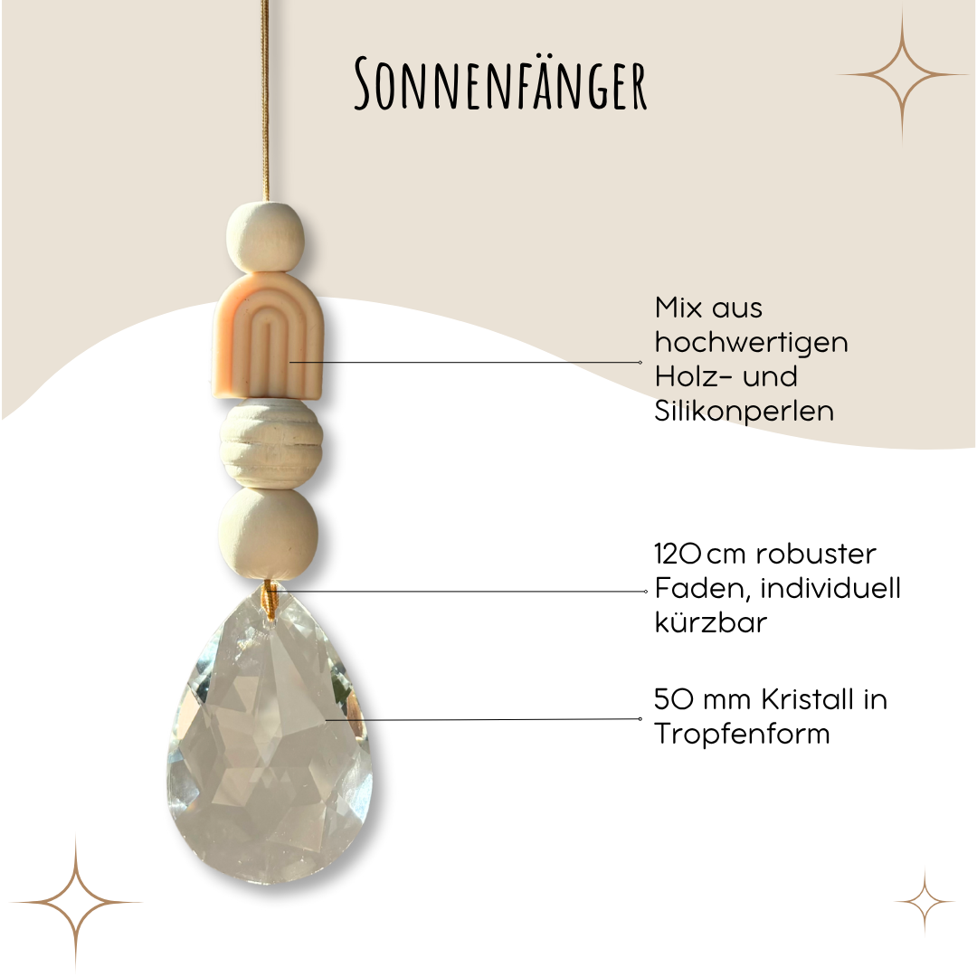 Sonnenfänger mit 50 mm Kristall-Tropfen und Regenbogen-Perle