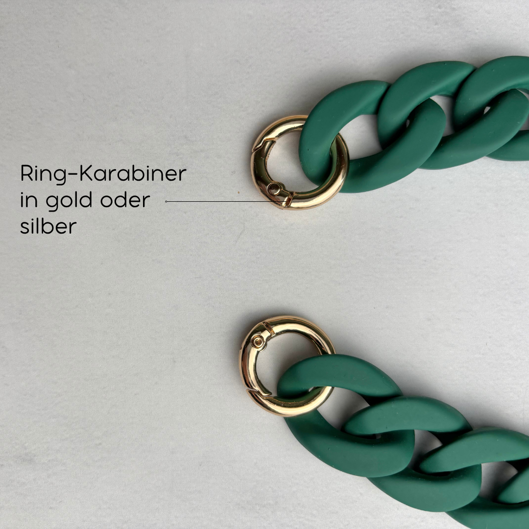 Statement Schlüsselanhänger oder Handykette aus Acryl-Kettengliedern | Dunkelgrün