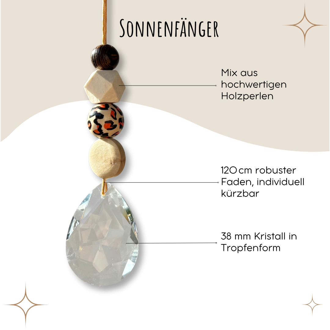 Sonnenfänger mit 38 mm Kristall-Tropfen und Leo-Perle