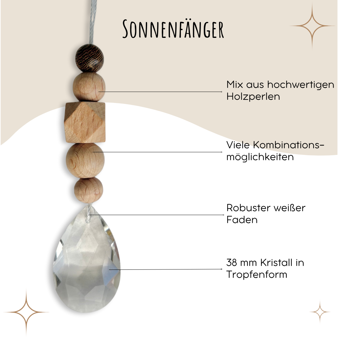 Sonnenfänger DIY Set – 10x Bastelset mit Kristallen, Perlen & Faden - Holzperlen