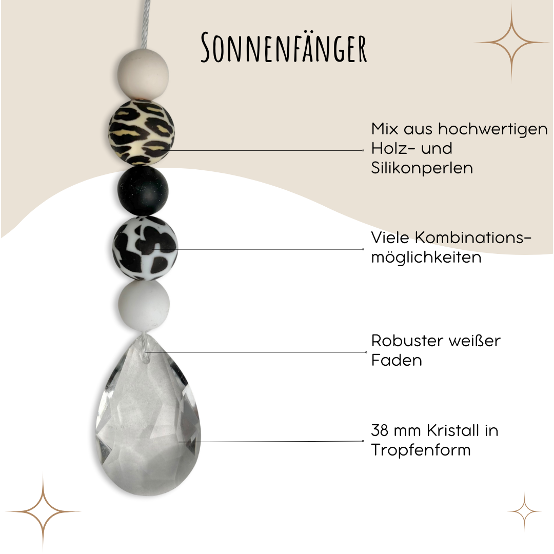 Sonnenfänger DIY Set – 10x Bastelset mit Kristallen, Perlen & Faden - Safari