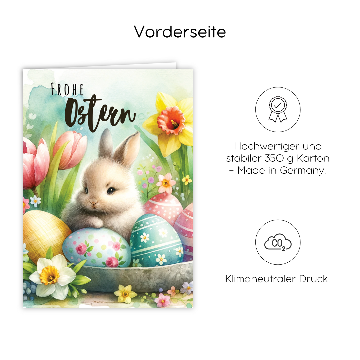 12x Hochwertige Osterkarten inklusive Briefumschlägen aus Kraftpapier