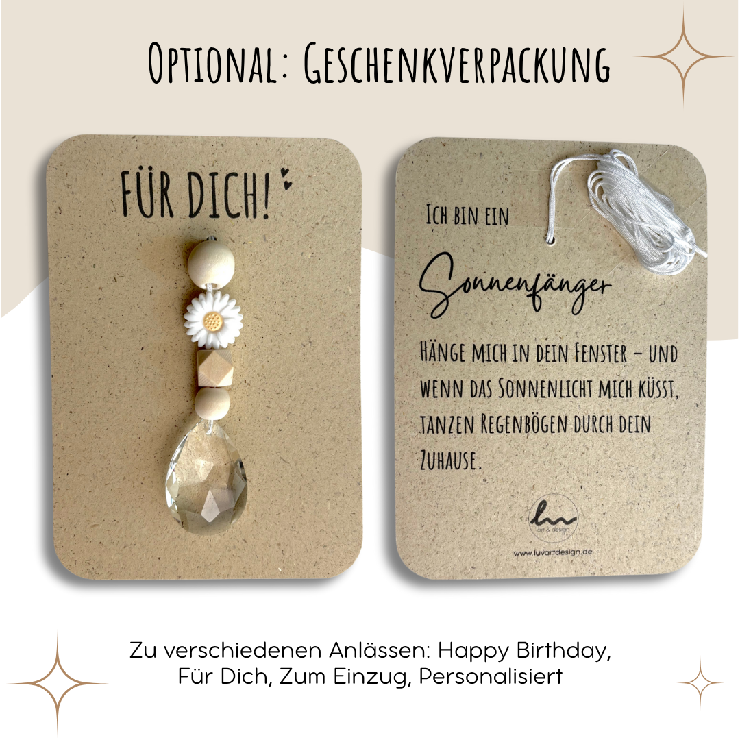Sonnenfänger mit 38 mm Kristall-Tropfen und Gänseblümchen-Perle