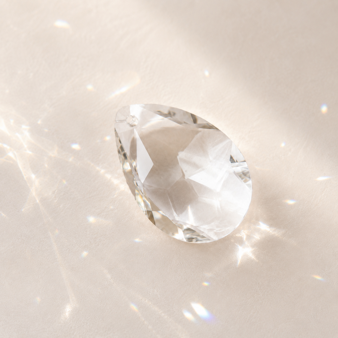 facettierte Glasanhänger in Tropfenform für Sonnenfänger – 10er Set – Produktfoto 2