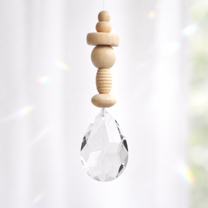 Sonnenfänger DIY Set – 10x Bastelset mit Kristallen, Perlen & Faden - Holzperlen Hell