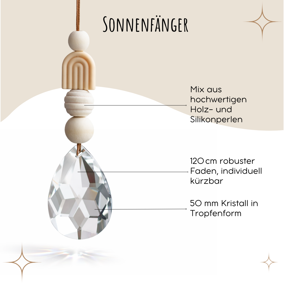 Sonnenfänger mit 50 mm Kristall-Tropfen und Regenbogen-Perle