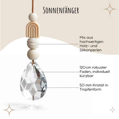 Sonnenfänger mit 50 mm Kristall-Tropfen und Regenbogen-Perle