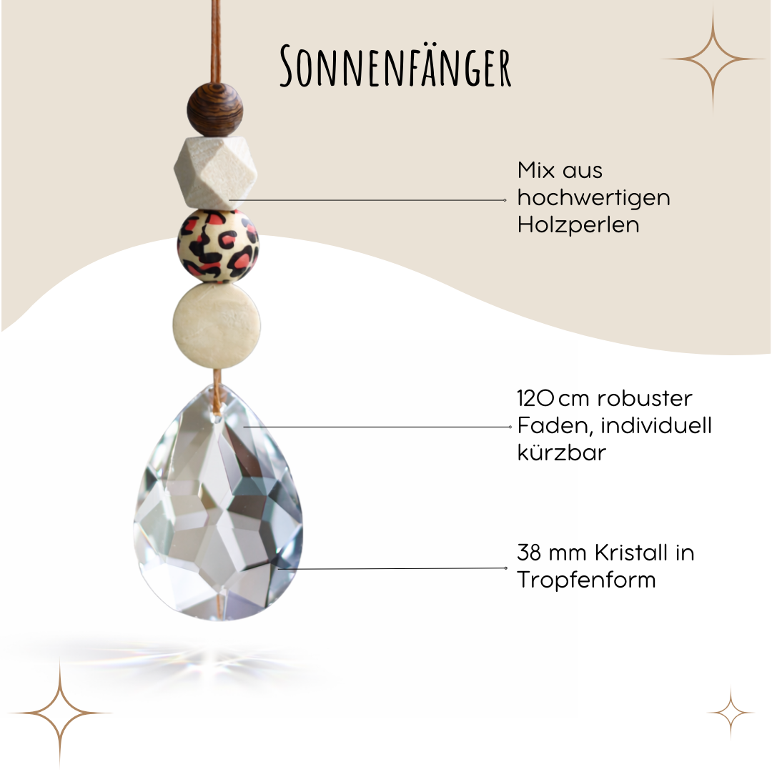Sonnenfänger mit 38 mm Kristall-Tropfen und Leo-Perle
