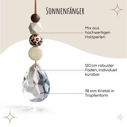 Sonnenfänger mit 38 mm Kristall-Tropfen und Leo-Perle