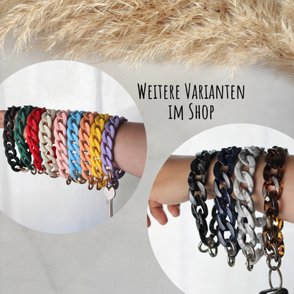 Statement Schlüsselanhänger oder Handykette aus Acryl-Kettengliedern | Schwarz mit weißen Flecken