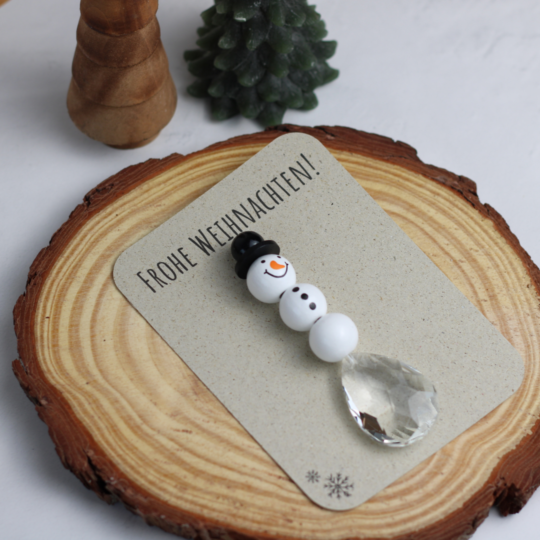 Sonnenfänger mit 38 mm Kristall-Tropfen - Weihnachts-Edition mit Schneemann-Design