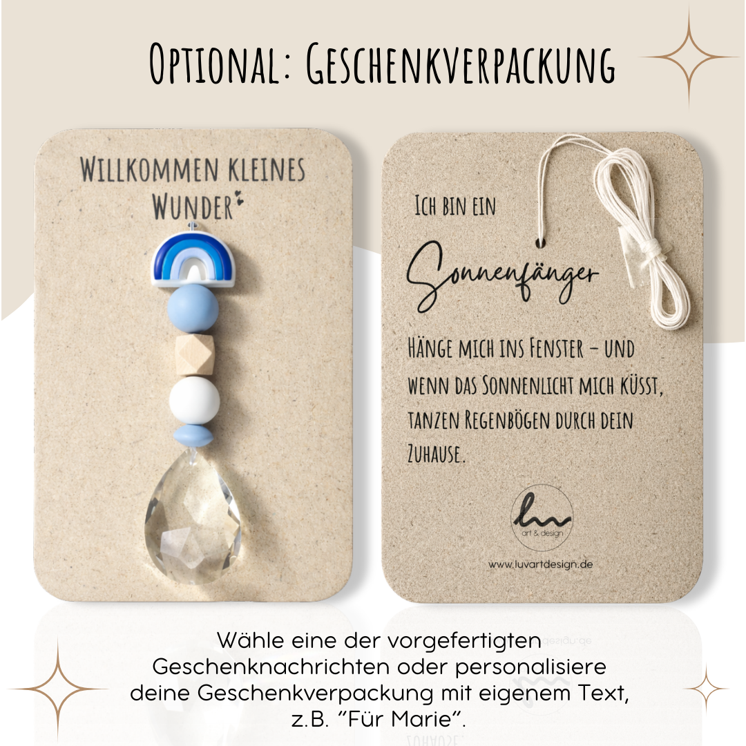 Sonnenfänger mit 38 mm Kristall-Tropfen als Geschenk zur Geburt oder Taufe