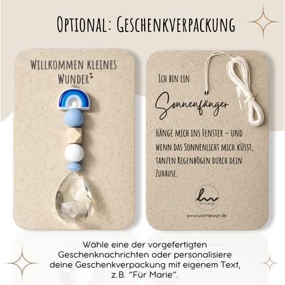 Sonnenfänger mit 38 mm Kristall-Tropfen als Geschenk zur Geburt oder Taufe