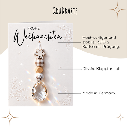 Karte „Frohe Weihnachten“ mit Sonnenfänger | Schneeflocke