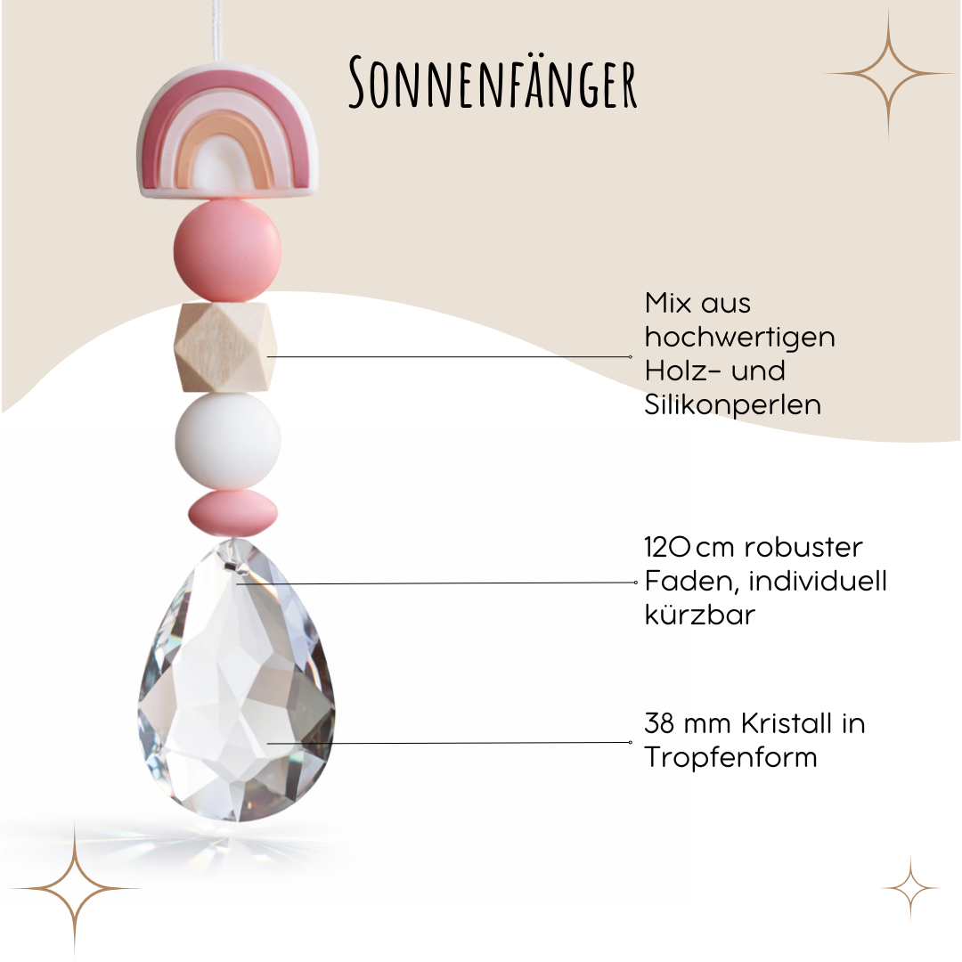 Karte zur Geburt/Taufe mit Sonnenfänger - Baby Rosa Regenbogen Geburtsgeschenk Taufgeschenk