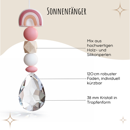 Karte zur Geburt/Taufe mit Sonnenfänger - Baby Rosa Regenbogen Geburtsgeschenk Taufgeschenk