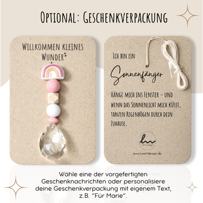Sonnenfänger mit 38 mm Kristall-Tropfen als Geschenk zur Geburt oder Taufe