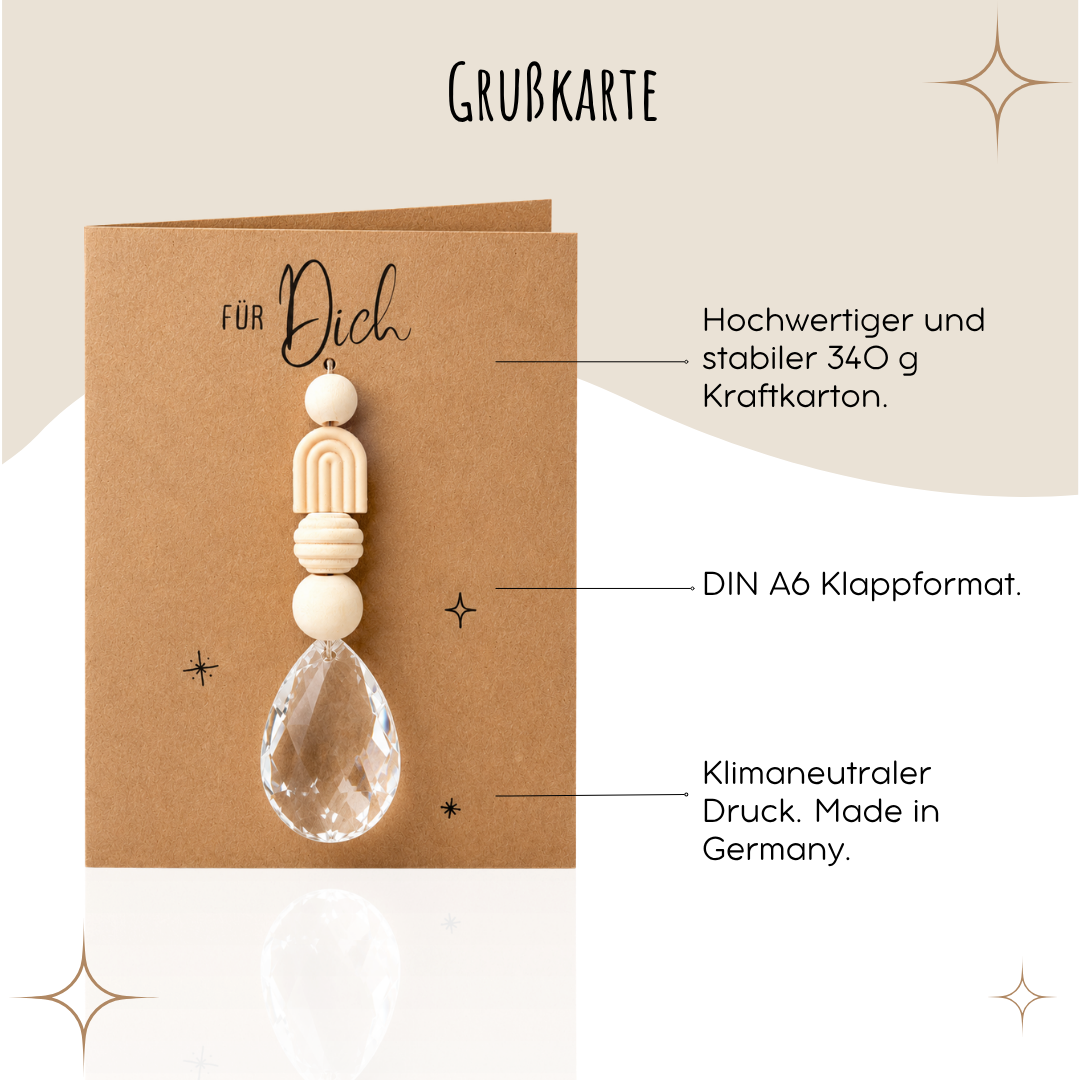 Grußkarte „Für Dich“ mit handgemachtem Sonnenfänger als Geschenk