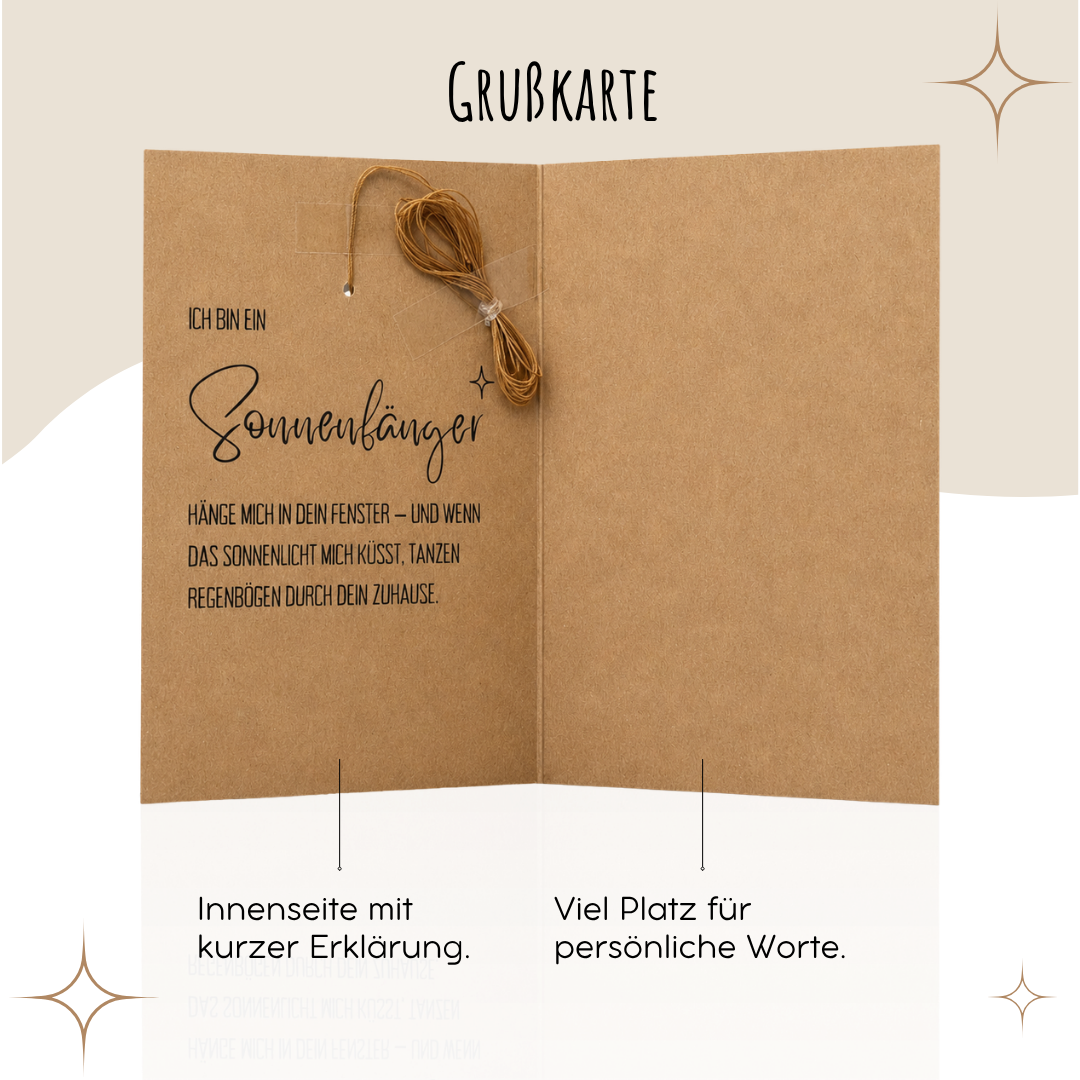Grußkarte „Für Dich“ mit handgemachtem Sonnenfänger als Geschenk