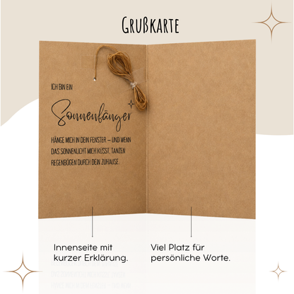 Grußkarte „Für Dich“ mit handgemachtem Sonnenfänger als Geschenk