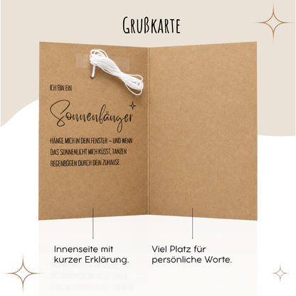 Geburtstagskarte “Happy Birthday" mit handgemachtem Sonnenfänger als Geschenk