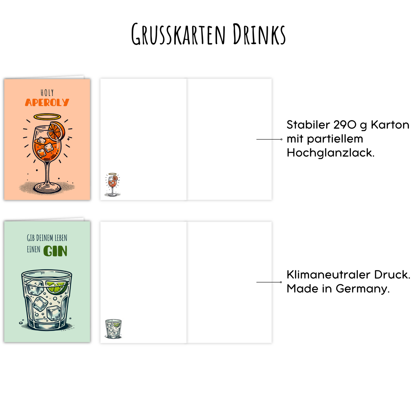 5er Set Grußkarten - Drinks