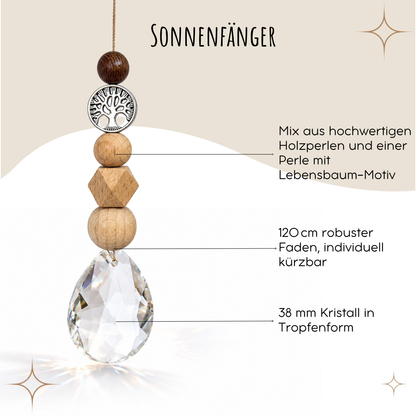 Trauerkarte mit Sonnenfänger Lebensbaum-Motiv - Kondolenzkarte, Beileidskarte "Herzliches Beileid"