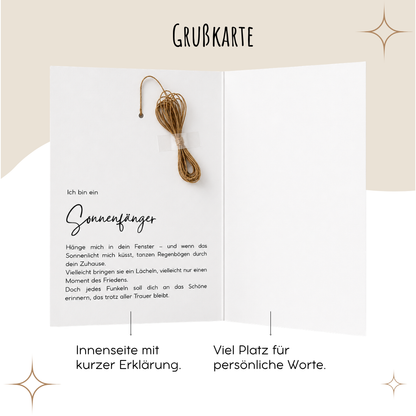 Trauerkarte mit Sonnenfänger Lebensbaum-Motiv - Kondolenzkarte, Beileidskarte "Herzliches Beileid"