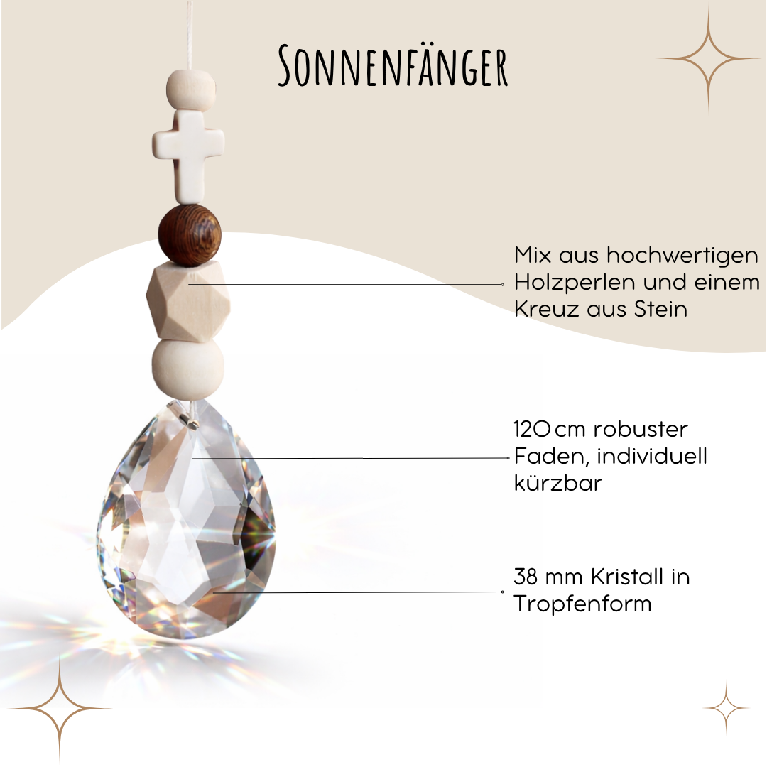 Trauerkarte mit Sonnenfänger Kreuz-Motiv - Kondolenzkarte, Beileidskarte "Herzliches Beileid"