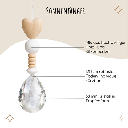 Karte zur Hochzeit mit handgemachtem Sonnenfänger - Geschenk zur Hochzeit, kleine Aufmerksamkeit - Geldgeschenk, Erinnerungsstück