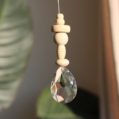 Sonnenfänger DIY Set – 10x Bastelset mit Kristallen, Perlen & Faden - Holzperlen Hell