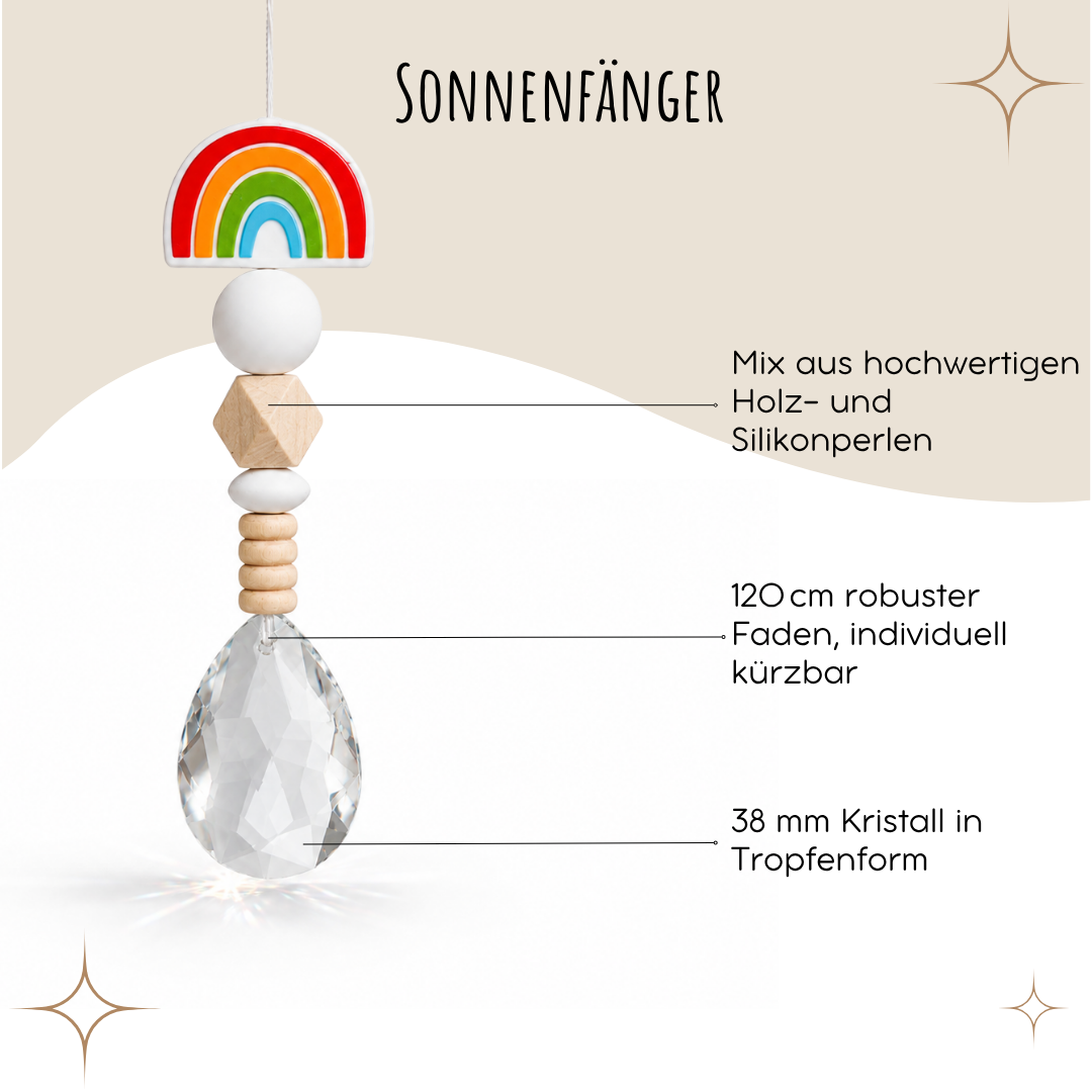 Sonnenfänger mit 38 mm Kristall-Tropfen als Geschenk zur Geburt oder Taufe