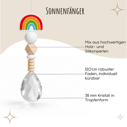 Sonnenfänger mit 38 mm Kristall-Tropfen als Geschenk zur Geburt oder Taufe