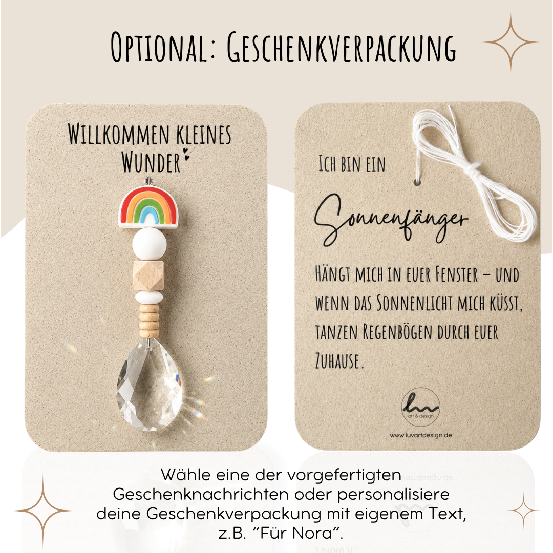 Sonnenfänger mit 38 mm Kristall-Tropfen als Geschenk zur Geburt oder Taufe
