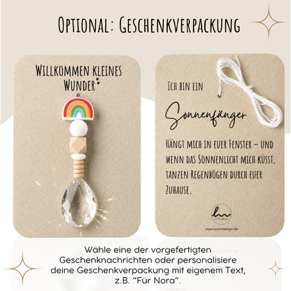 Sonnenfänger mit 38 mm Kristall-Tropfen als Geschenk zur Geburt oder Taufe