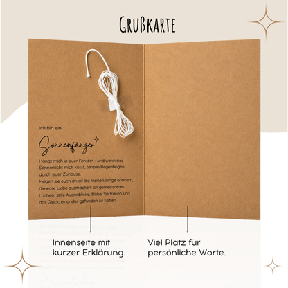 Karte zur Hochzeit mit handgemachtem Sonnenfänger - Geschenk zur Hochzeit, kleine Aufmerksamkeit - Geldgeschenk, Erinnerungsstück