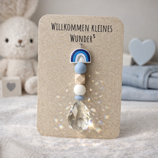 Sonnenfänger mit 38 mm Kristall-Tropfen als Geschenk zur Geburt oder Taufe