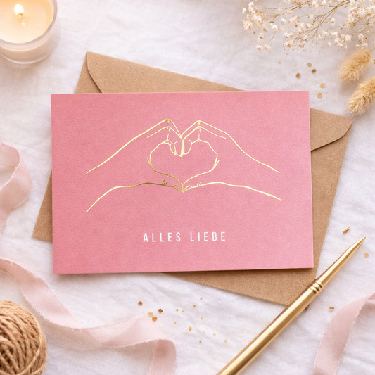 Karte zu verschiedenen Anlässen - Alles Liebe - mit Heißfolienprägung - inklusive Briefumschlag aus Kraftpapier