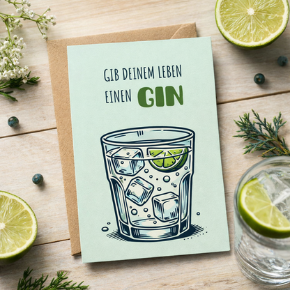 Karte zu verschiedenen Anlässen - Gin - inklusive Briefumschlag aus Kraftpapier