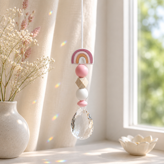 Sonnenfänger mit 38 mm Kristall-Tropfen als Geschenk zur Geburt oder Taufe