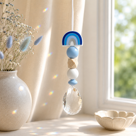 Sonnenfänger mit 38 mm Kristall-Tropfen als Geschenk zur Geburt oder Taufe