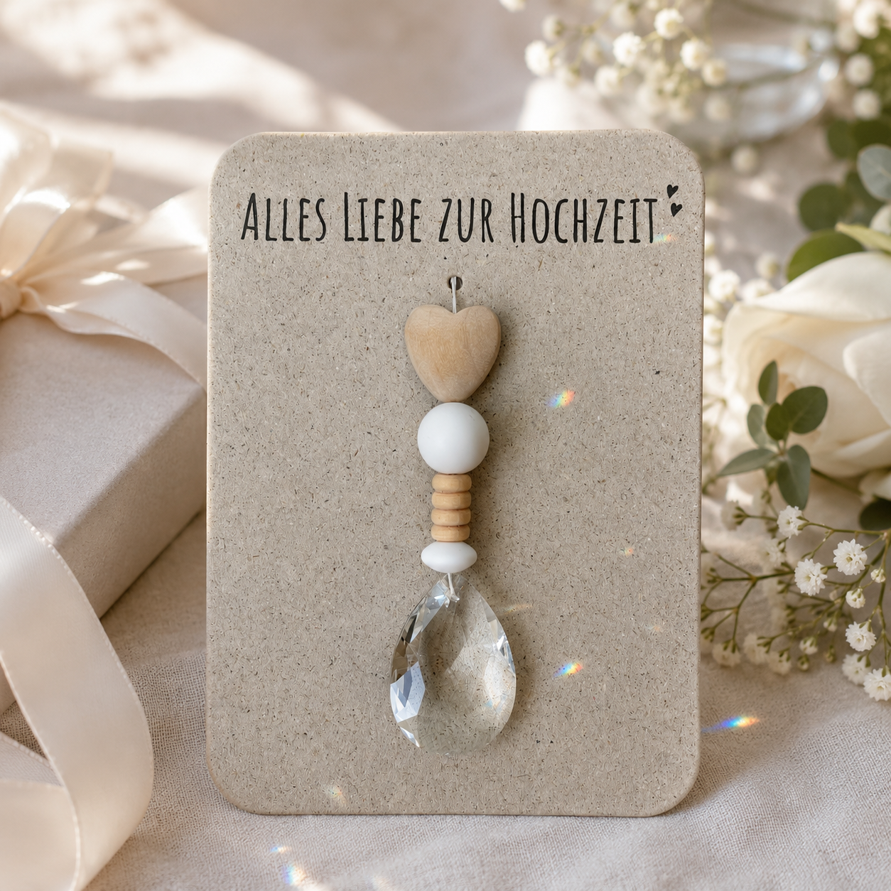 Sonnenfänger mit 38 mm Kristall-Tropfen als Geschenk zur Hochzeit