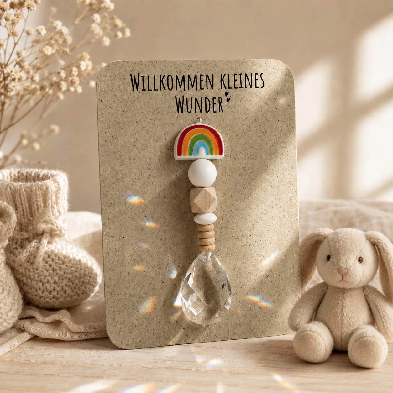 Sonnenfänger mit 38 mm Kristall-Tropfen als Geschenk zur Geburt oder Taufe