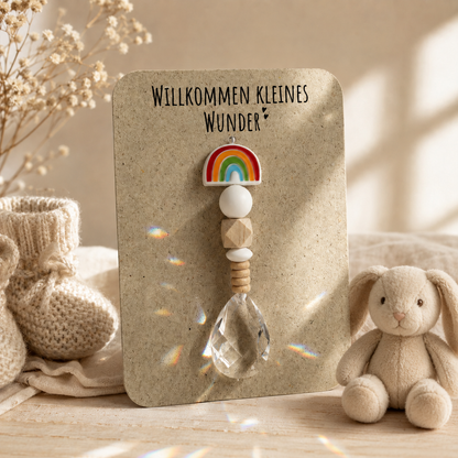 Sonnenfänger mit 38 mm Kristall-Tropfen als Geschenk zur Geburt oder Taufe
