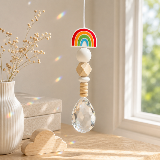 Sonnenfänger mit 38 mm Kristall-Tropfen als Geschenk zur Geburt oder Taufe