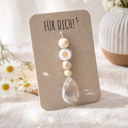 Sonnenfänger mit 38 mm Kristall-Tropfen und Gänseblümchen-Perle