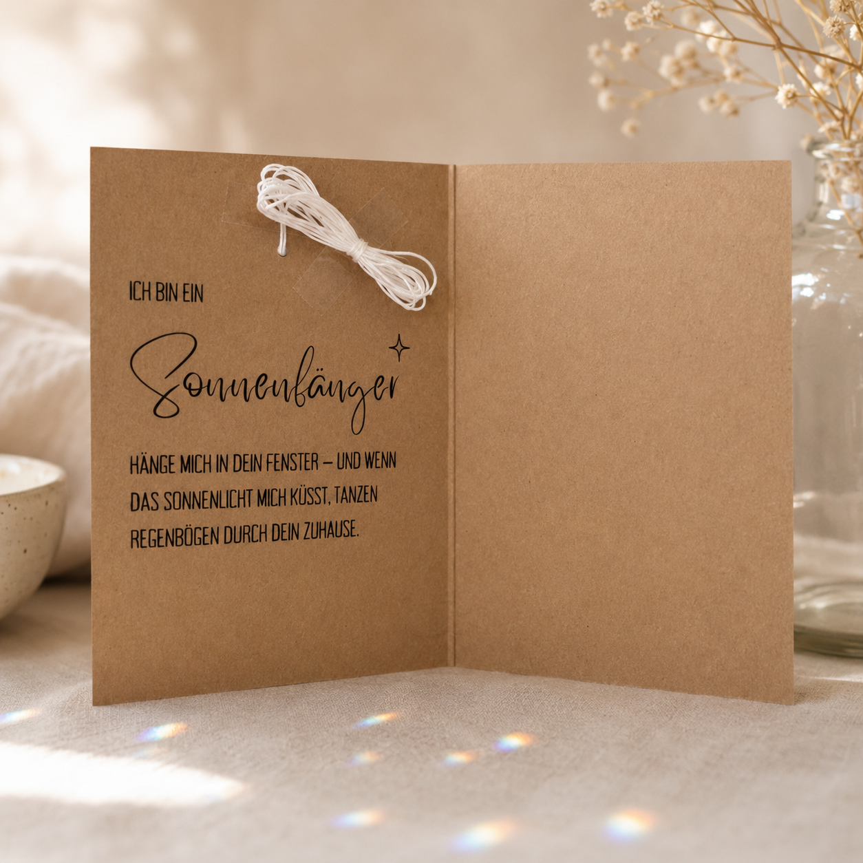 Geburtstagskarte “Happy Birthday" mit handgemachtem Sonnenfänger als Geschenk