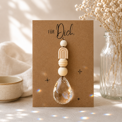 Grußkarte „Für Dich“ mit handgemachtem Sonnenfänger als Geschenk