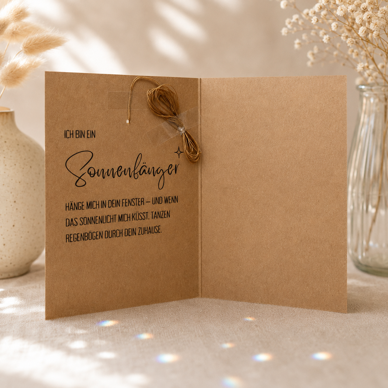 Grußkarte „Für Dich“ mit handgemachtem Sonnenfänger als Geschenk