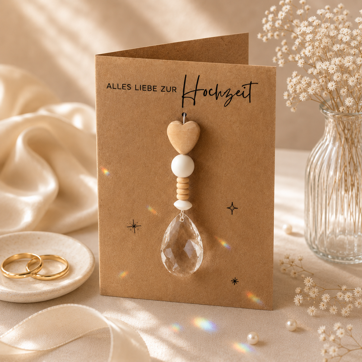 Hochzeitskarte mit Sonnenfänger – Weiß